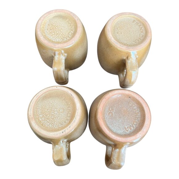 Lot Of 4 Vtg Frankoma Plainsman Brown Ceramic Mugs, Ridged Handles Mid Century - Picture 8 of 9